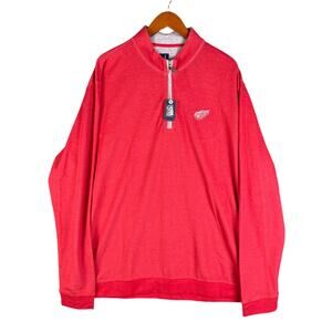 Johnnie O Detroit Redwings NHL Sully 1/4 Zip‎ Long Sleeve Red Mens 2XL NEW NWT